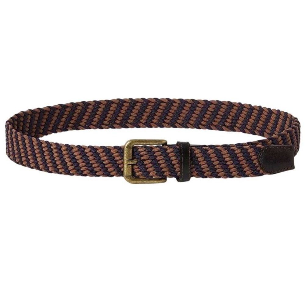 Osprey Mens Warren Woven Leather Trim Belt / Brown/Black
